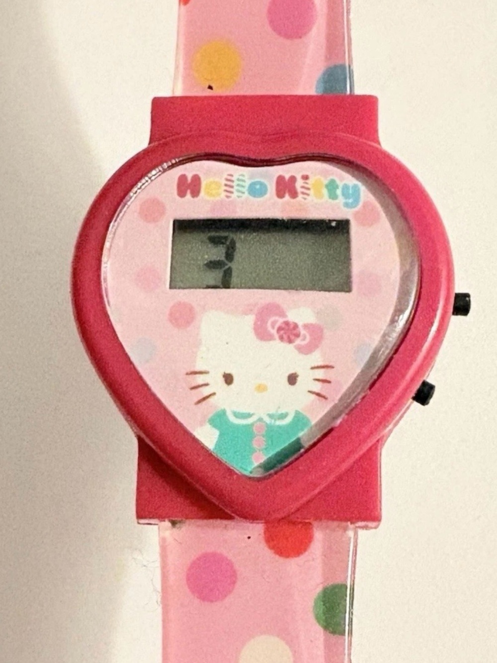 Sanrio Hello Kitty Girls Digital
Heart Face Watch Pink Polka
Dot Quartz